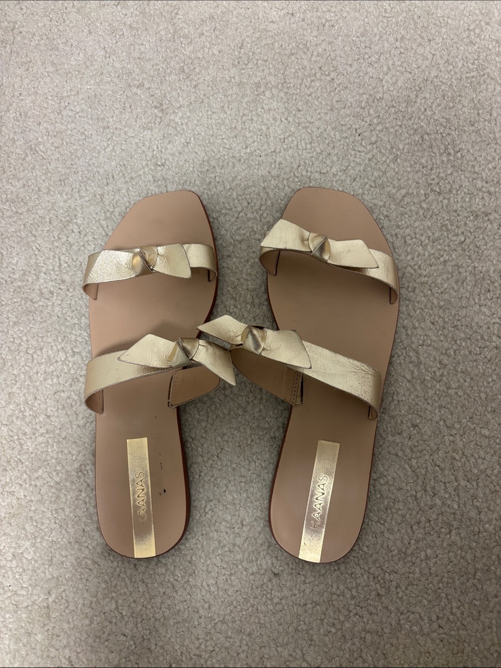 Gold Bow Slide Sandals